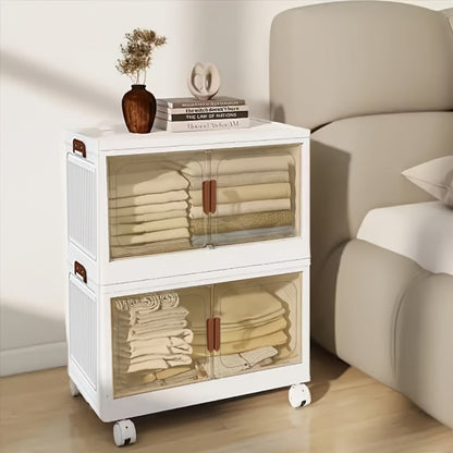 Storage Cabinet Collapsible Modular Locker with Magnetic Doors, Wheels and One to Five Layers