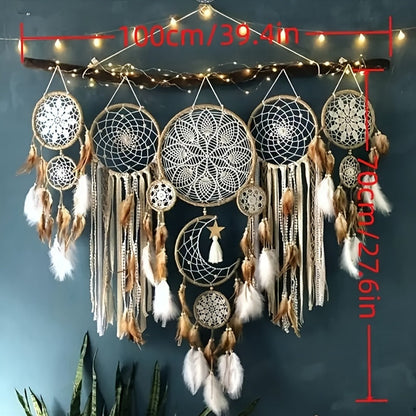 Dream Catcher Wall Decor 5 Pack Large Handmade Boho Dream Catchers Moon Sun Wall Hanging for Entryways, Bedrooms and Living Spaces
