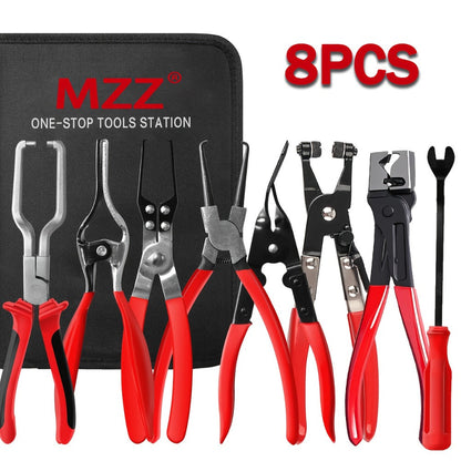 Fuel Line Pliers Set 8pcs Heavy Duty – Auto Fuel System Repair Kit with 80° Disconnect Pliers, Hose Clamp Pliers, Caliper & Filter Tool