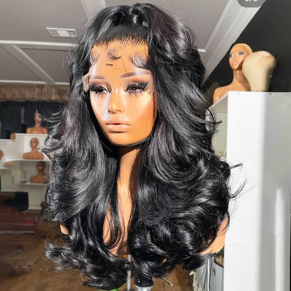 Body Wave Lace Front Wig 13x4 HD Transparent Lace 30 Inch Human Hair Glueless Bye Bye Knots Pre, for Home, Travel and Salon Hair Styling