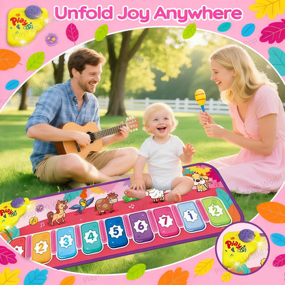 Kids Piano Mat Farm Animal, Musical Play Mat for Babies & Toddlers, Sensory Dance Keyboard Touch Blanket