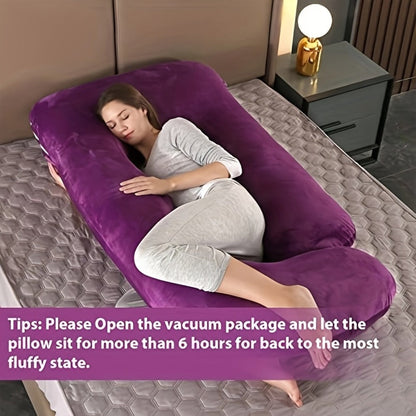 Pregnancy Pillow J-Shape 60 Inch Full Body Maternity Pillow with Velvet Cover for Entryways, Bedrooms and Living Spaces