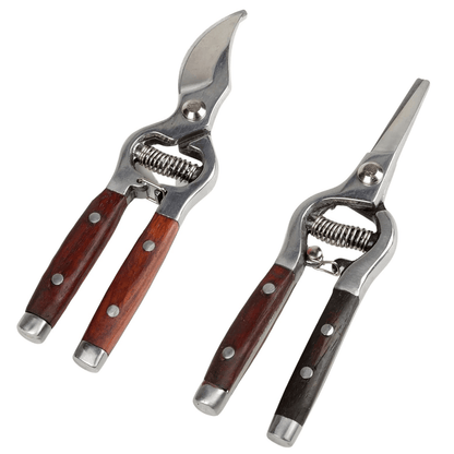 Garden Scissors 2-Pack Pruning Shears Set Curved and Straight Bypass Blades 8-Inch Ultra Sharp Plant for Garden, Patio and Yard Use