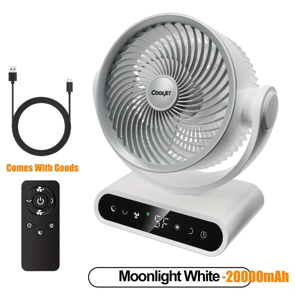 Camping Fan with LED Light Battery Powered 20000mAh 40000mAh 9-Inch 5-Speed Remote Control for Entryways, Bedrooms and Living Spaces
