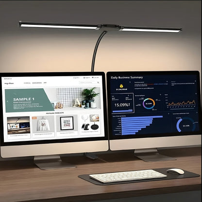 Dual Head LED Desk Lamp Touch Control 3 Color Modes 10 Brightness Levels Flexible Gooseneck for Entryways, Bedrooms and Living Spaces