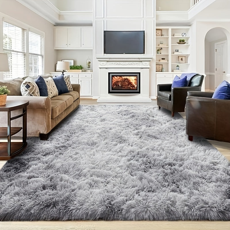 Gradient Color Soft Area Rug – Washable Anti-Slip Shaggy Fluffy Carpet for Living Room & Bedroom | Modern Machine-Made Floor Mat