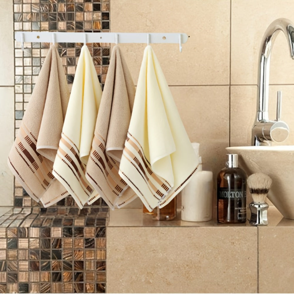 Towel Set 4-Pack Pure Cotton Face Towels in Camel, Beige Yellow or Mixed Colors for Home and Spa