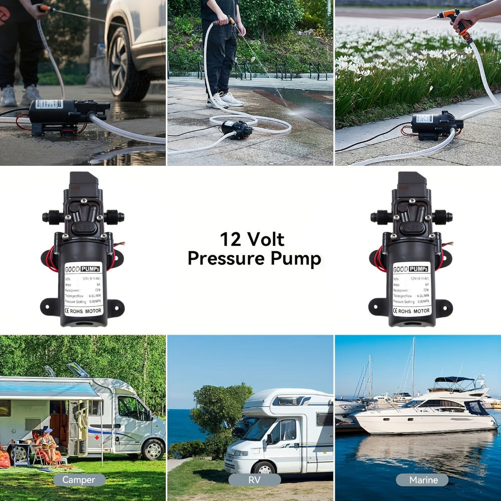 12V Self-Priming Water Pump 130PSI – High Pressure Portable Electric Pump for Car Wash, RV, Camper Van & Water Pressurization (1/2/3 Pack)