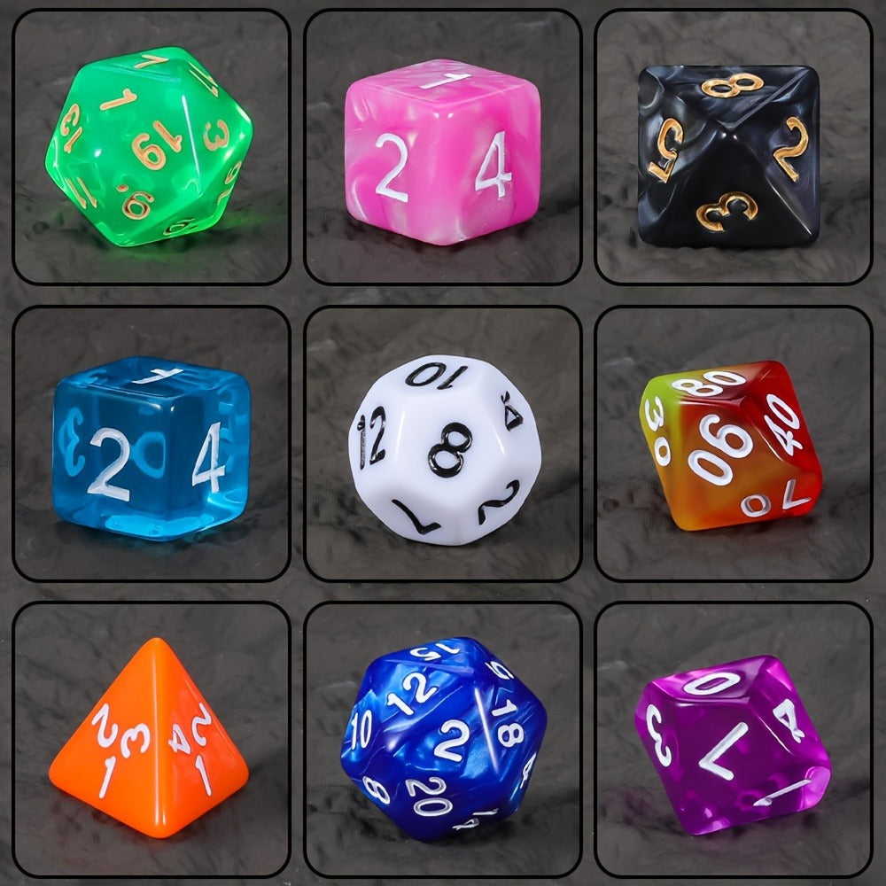 Polyhedral Dice Set 105 Pieces 15 Sets of 7 – D4 D6 D8 D10 D12 D20 in 15 Vibrant Colors with Large Drawstring Bag