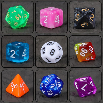 Polyhedral Dice Set 105 Pieces 15 Sets of 7 – D4 D6 D8 D10 D12 D20 in 15 Vibrant Colors with Large Drawstring Bag