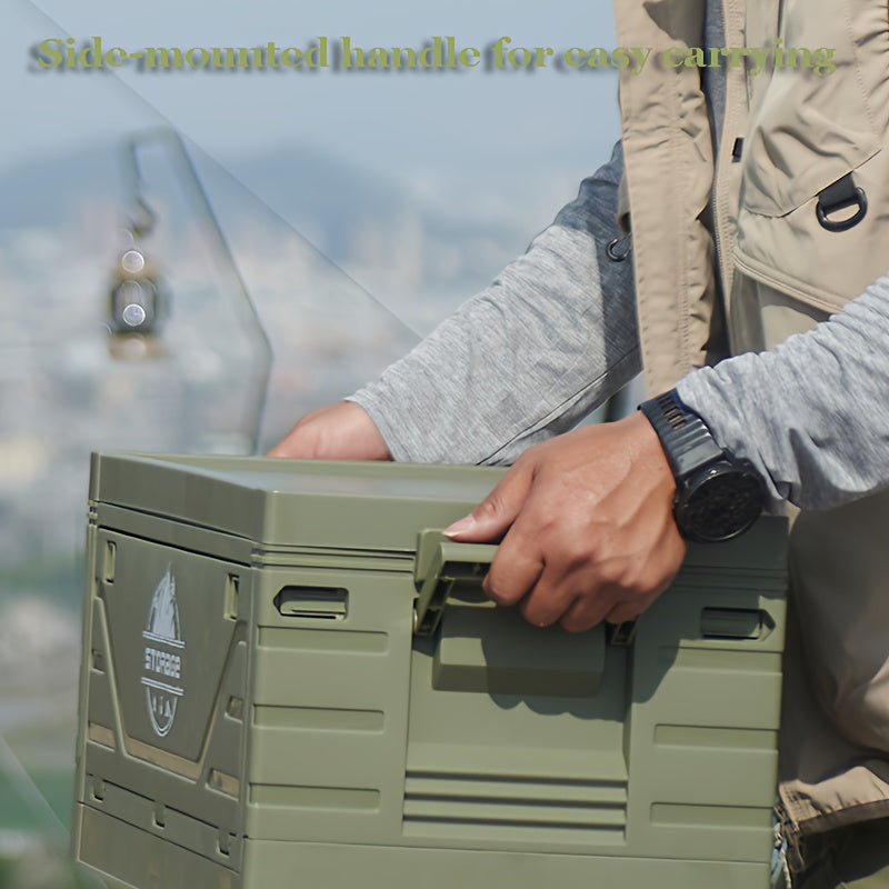 Army-Green Outdoor Storage Box with Flat Cover, Lift-Up Desktop or Front-Access Box Lid Options