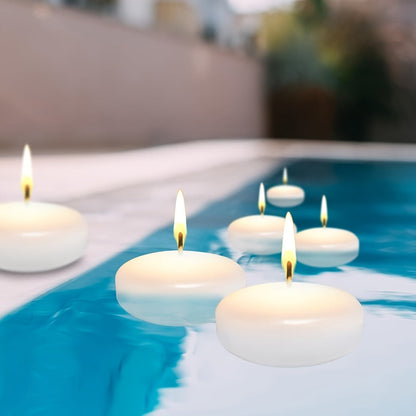 24-Piece White Floating Candle Set with 3-Inch Checkout Label and Pictured 3.05 cm Candle Height