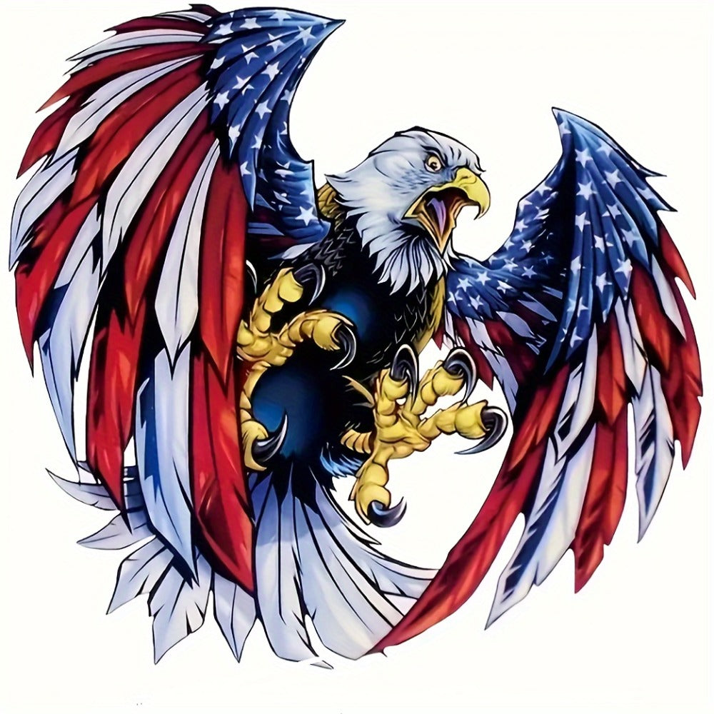 American Flag Eagle Vinyl Decal Four-Pack with 9.84 × 9.44-Inch Graphic for Vehicle Windows and Panels