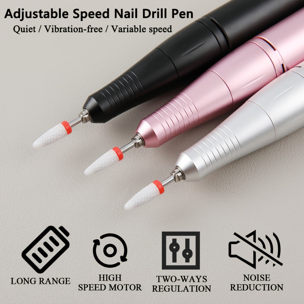 Electric Nail Drill 35000 RPM USB Rechargeable Pen with Digital Display and Three Color Options