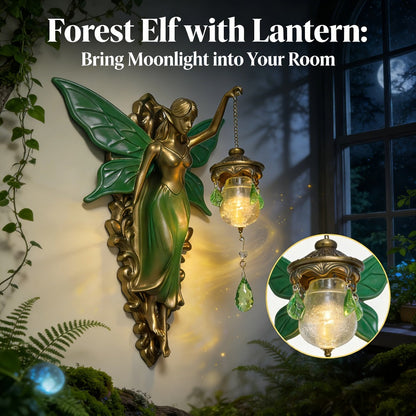 Fairy Statue Wall Decor 9.84in Fantasy Forest Fairy Sculpture, Carved Green Leaf Art Wall Hanging Ornament for Bedroom Living Room