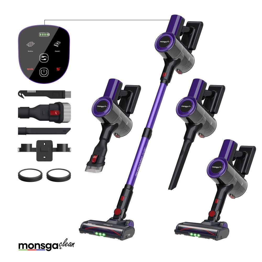 Cordless Vacuum Cleaner 46KPA Powerful Suction Detachable Battery Anti-Tangle V-Shaped Brush for Entryways, Bedrooms and Living Spaces