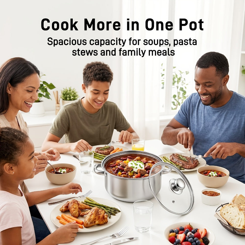 Stainless Steel Soup Pot Apple Pot Heat Resistant Handles Versatile Cookware for Boiling for Home Cooking, Dining and Outdoor Meals