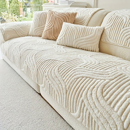 Sofa Cover Shu Velveteen Vintage-Style Panels with Textured Finish for 2 to Large 4-Seater Sofas