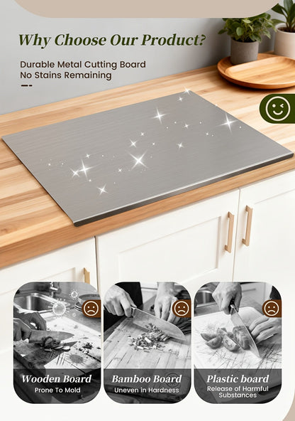 Stainless-Steel-Labeled Cutting Board and Pastry Mat with Smooth Faces and Three Rectangular Size Options