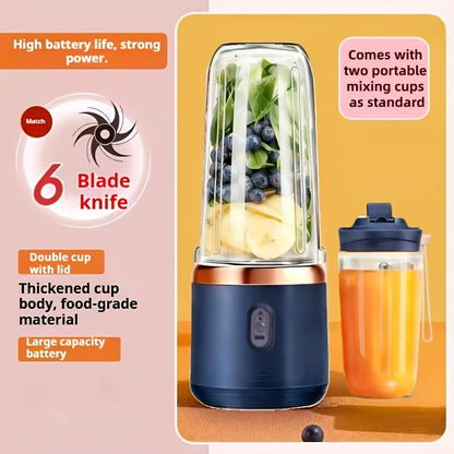 Six-Blade Portable Blender with Blue or Pink Single- and Double-Cup Checkout Configurations