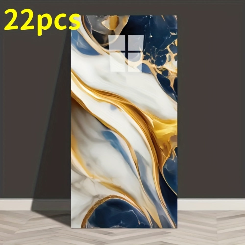 Self-Adhesive PVC Wall Sticker 22pcs Peel and Stick Marble Boho Wallpaper 11.81x23.62in Oil for Entryways, Bedrooms and Living Spaces