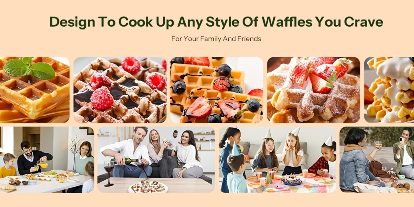 Belgian Waffle Maker 180° Rotating Flip Waffle Iron, Non-Stick Plates, Adjustable Browning Control, Removable Drip Tray, Cool Touch Handle