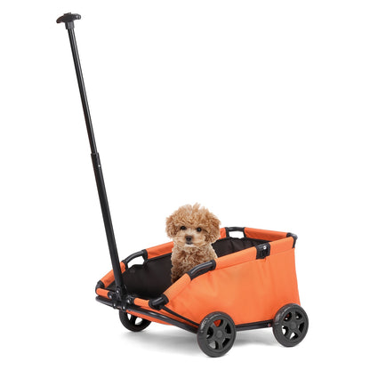 Pet Stroller for Small Dogs & Cats Foldable Mini Dog Wagon with Extendable Pull Handle, Built-In Cushion, Safety Rope & Storage Bag