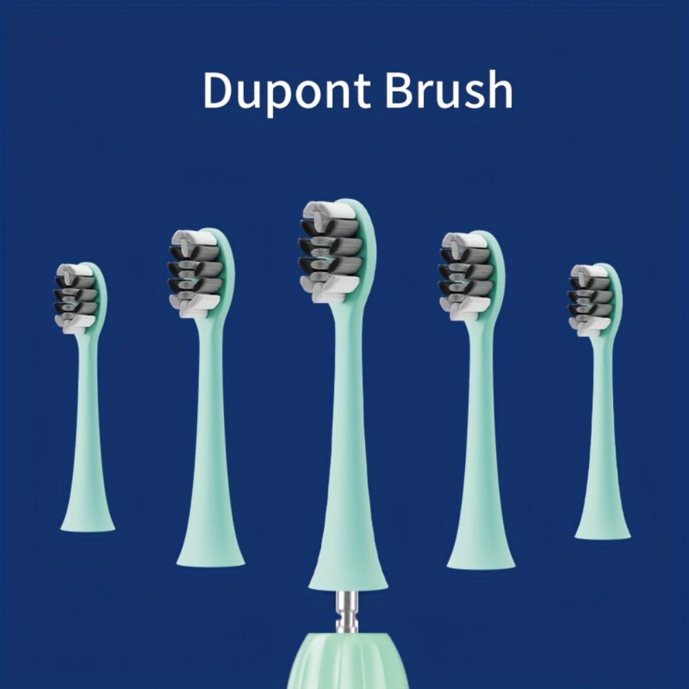 Sonic Electric Toothbrush IPX8 Waterproof USB Rechargeable with 5 Replacement Brush Heads, Smart Timer, Metal Shaft