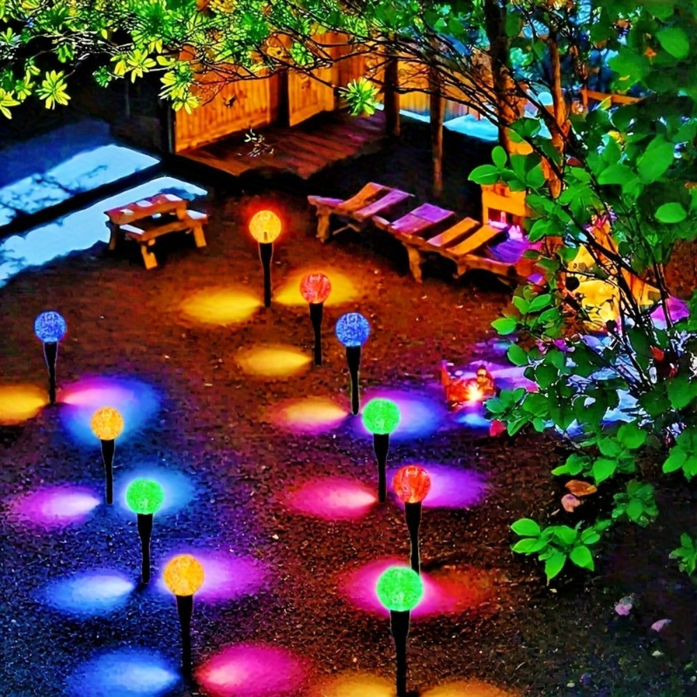 Solar Garden Light Bubble Path Stakes 30-Piece Set with Colorful or Warm White LED Options