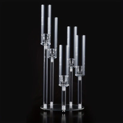 Acrylic Candelabra Candle Holder, Clear Crystal 5-Arm & 6-Arm Taper Candlestick Holders for Wedding Centerpiece