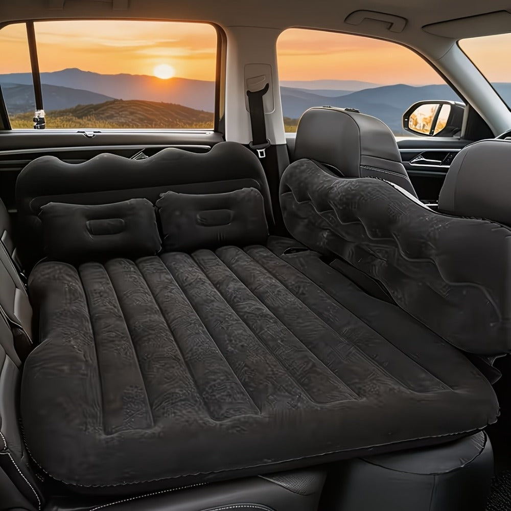Inflatable Car Bed Plush Folding Design with Storage Bag & Tool Kit Soft Skin-Friendly Comfortable Outdoor Car Air Mattress for Camping