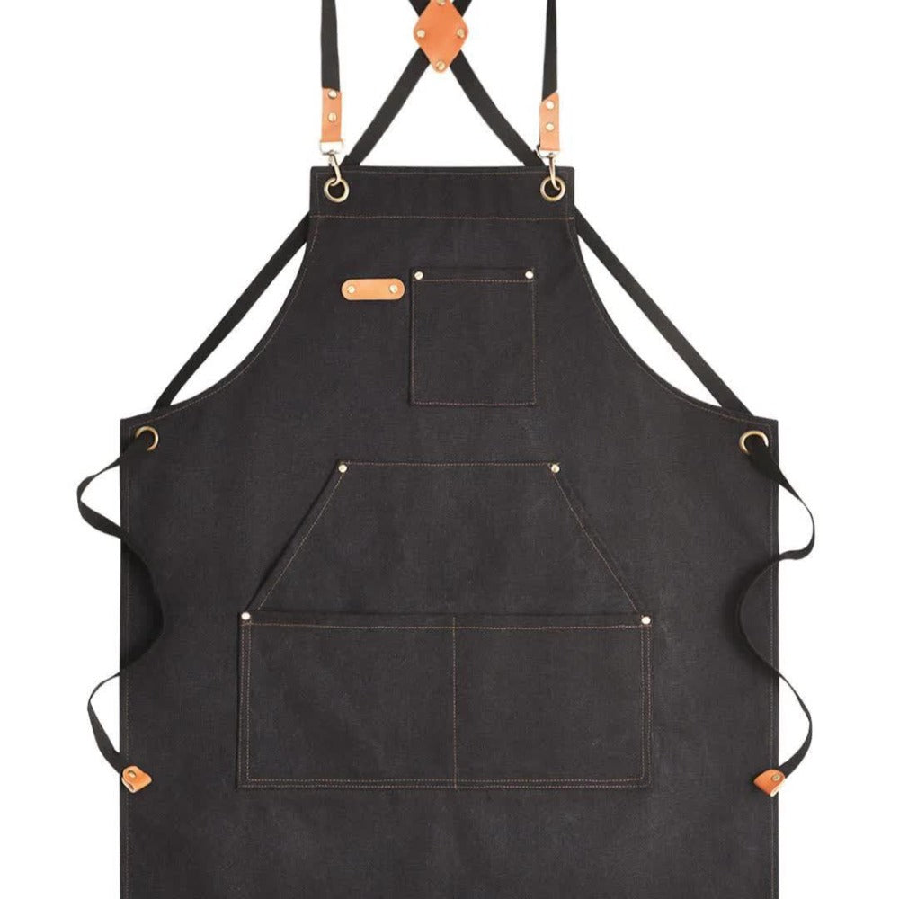 Chef Apron Crossback Canvas Work Apron with Extra Large Pockets for Men Women – Professional Kitchen Cooking BBQ Gardening Workshop Bib