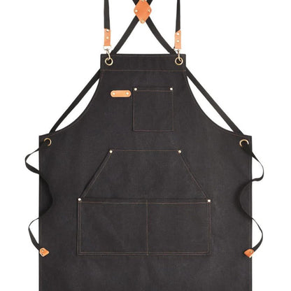 Chef Apron Crossback Canvas Work Apron with Extra Large Pockets for Men Women – Professional Kitchen Cooking BBQ Gardening Workshop Bib