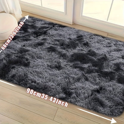 Area Rug Tie-Dye Polyester Plush Mat in Four Colors and Two Machine-Washable Sizes for Indoor Rooms