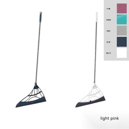 Extra Long Broom 45 Inch – Stainless Steel Handle, Unflagged Bristles, Rubber Sweep for Pet Hair & Debris