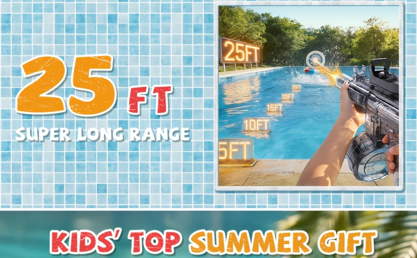 Two-Piece Electric Light-and-Sound Water Blaster Sets in 727 or 737 Models and Blue or Black Colors