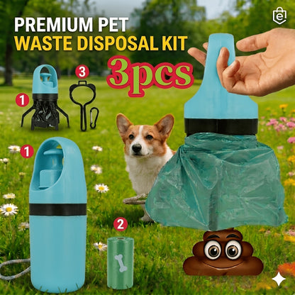 Dog Poop Picker 3-Pack EVA Portable Scoop & Dispenser with Drawstring Bag – Lightweight Sanitary Outdoor Pet Waste Removal Tool No Battery