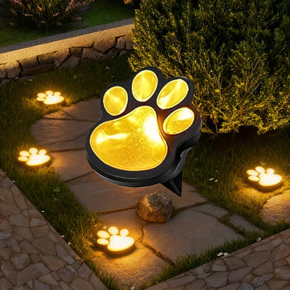 Solar Paw Print Garden Lights 2-Pack, LED Outdoor Path Lights IPX4, Lawn Terrace Yard Decor for Wedding Party Christmas Valentine