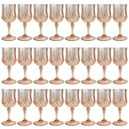 Plastic Wine Glasses 24 Pack – Colorful Shatterproof Goblets for Parties, Weddings & Events – Reusable Vintage-Style Stemmed Cups