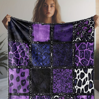 Purple Leopard Flannel Throw Blanket – Luxury Plush Soft Warm Cozy Blanket for Sofa Bed Car Camping Travel