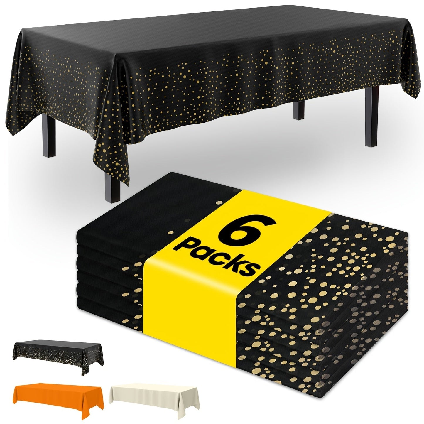 Disposable Tablecloths 54x108 Inch Rectangle Plastic Table Cover PEVA Party Table Cloth 6 Pack for Birthday Picnic Holiday