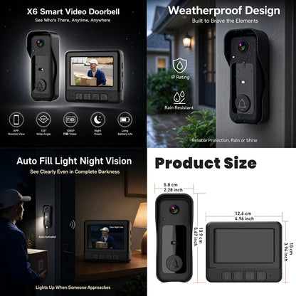 Wireless Security Camera System with Video Doorbell, Indoor Outdoor Surveillance, Long Battery Life