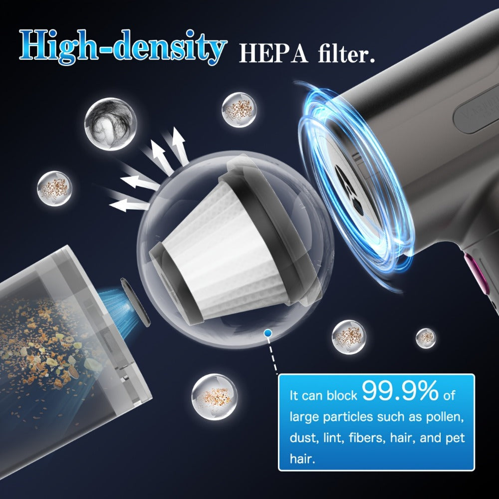 Cordless Car Vacuum Cleaner USB Rechargeable, Powerful Handheld Vacuum with Blow & Suction, Multiple Accessories for Car