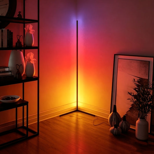 56-Inch RGB Corner Floor Lamp in One- or Two-Piece Options with Remote, App and Button Controls