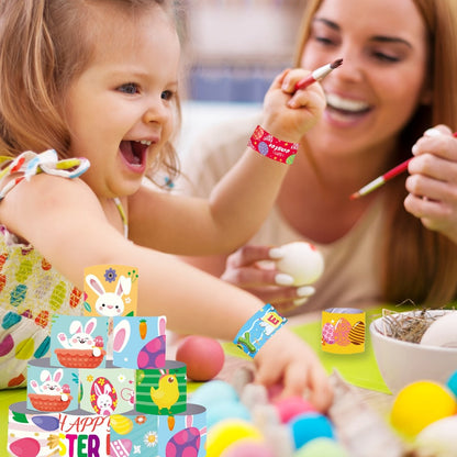 Party Favors Easter PVC Slap Bracelets, 72-Piece Spring-Theme Assortment for Egg Hunts and Events