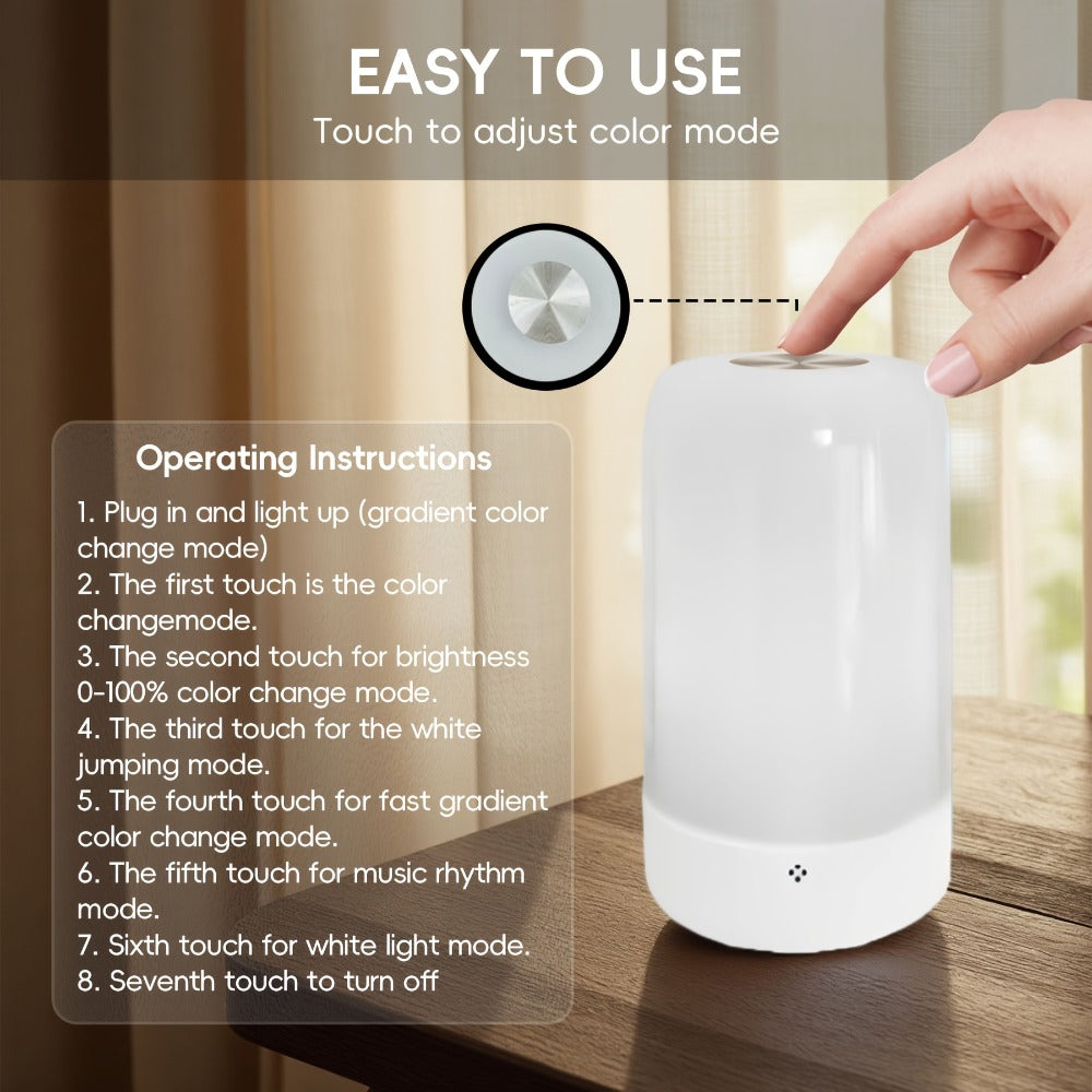 RGB Night Light Touch Control Bedside Lamp 13 Colors 3-Level Dimming LED Desk Lamp for Entryways, Bedrooms and Living Spaces