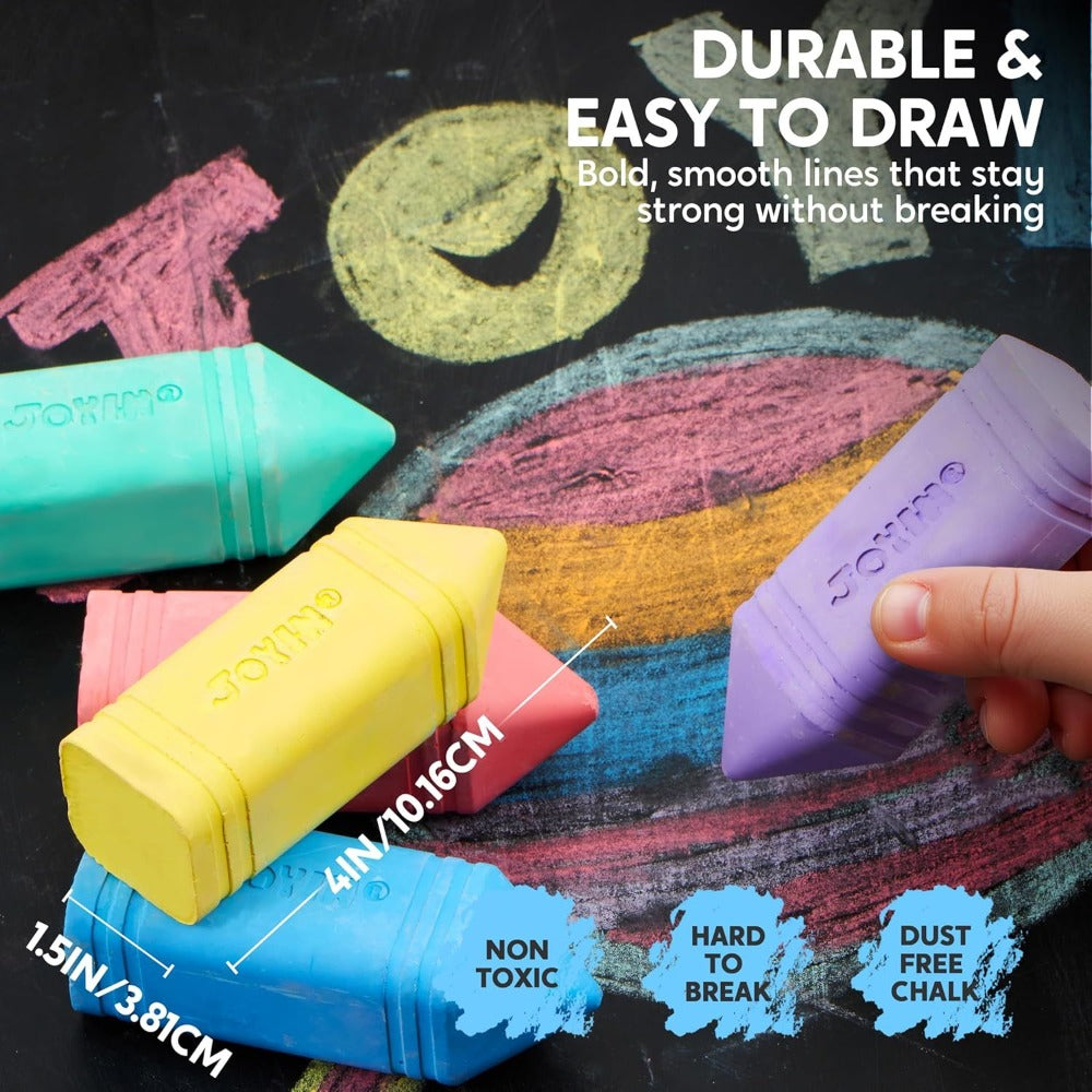 Jumbo Sidewalk Chalk 12 Pack 6 Colors Outdoor Chalk for Kids Toddlers Cone with the Listed Color, Size or Set Options for Everyday Use