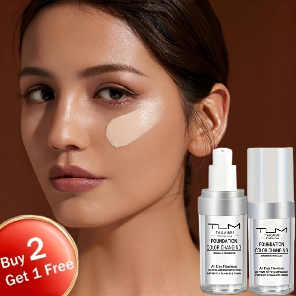 Color-Change Label Liquid Foundation Three-Bottle Set with Pump Tops and One 3pcs Checkout Option