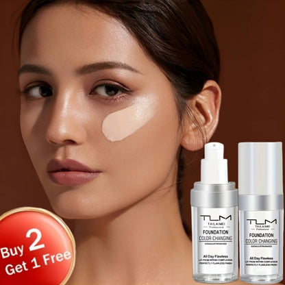 Color-Change Label Liquid Foundation Three-Bottle Set with Pump Tops and One 3pcs Checkout Option
