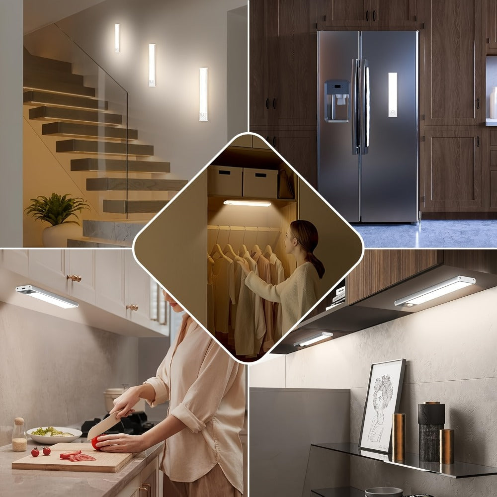 Rechargeable Under Cabinet Lights Wireless, 68 LED Motion Sensor Cabinet Light with 3 Color Temps & 2000mAh Battery